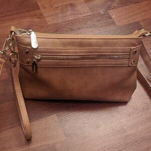 Bostanten Brown Crossbody Bag with Gold Accents